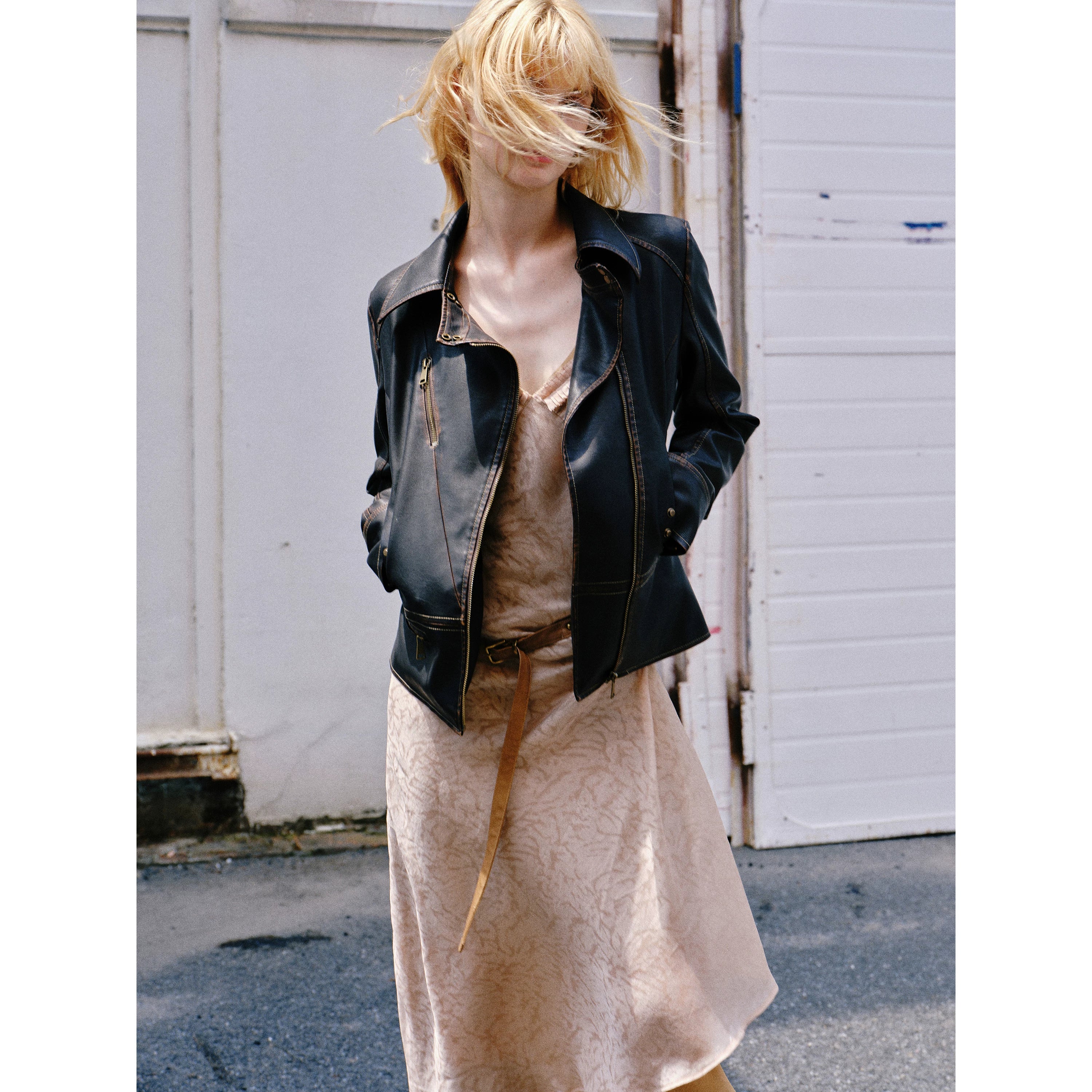 2th Desire Vintage Slim Short Leather Jacket