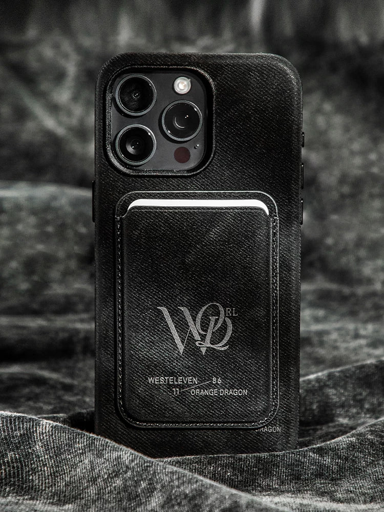WESTELEVEN Black Embossed Logo MagSafe Phone Case & Card Holder
