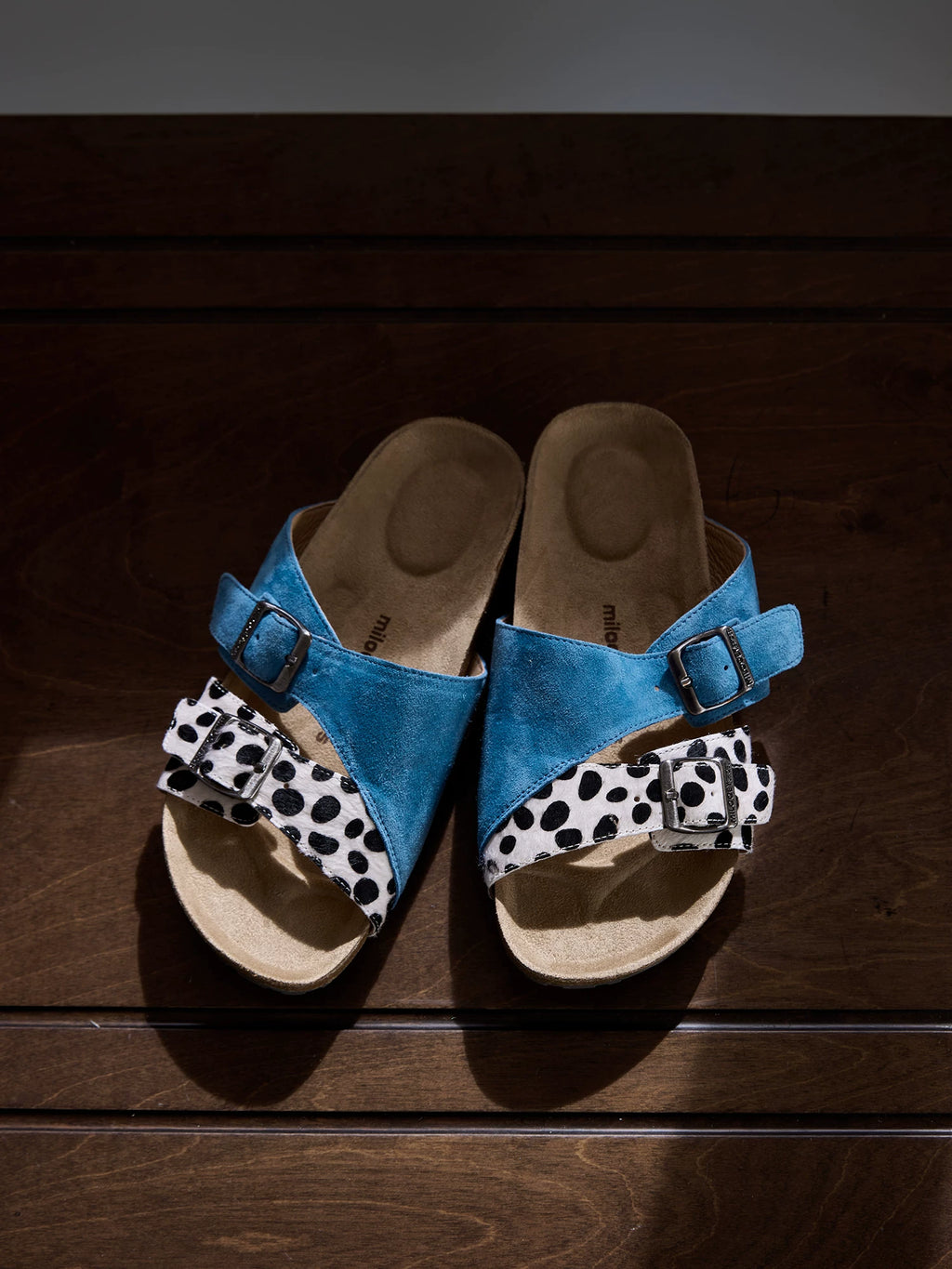 MILOOEY Leather Double Buckle Slide Sandal