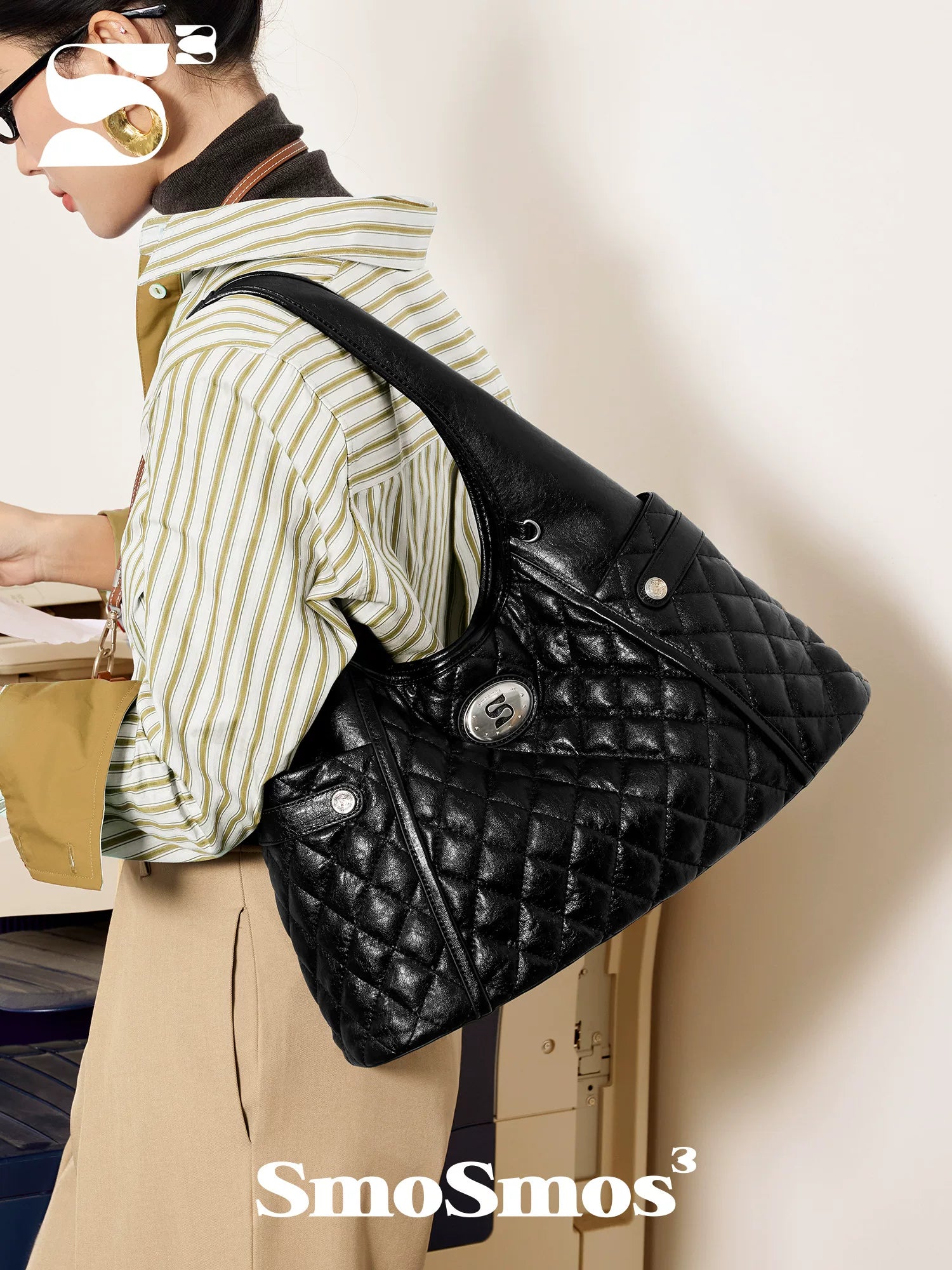 SmoSmos Large Capacity Rhombus Shoulder Underarm Bag