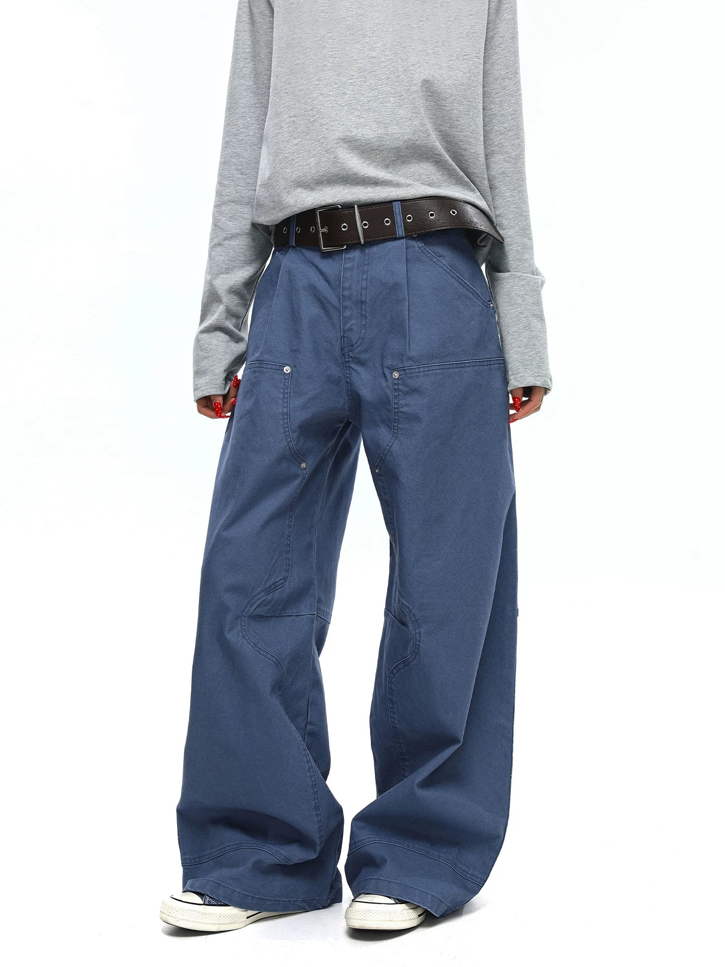 TRUQUEST Vintage Wide Leg Loose Straight Overalls