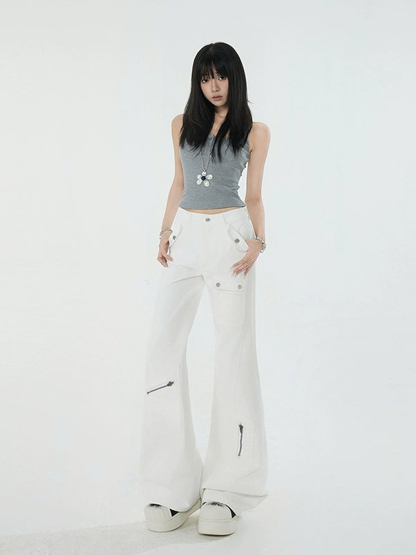 KPSR Micro Straight High Waist Mopping Tooling Jeans