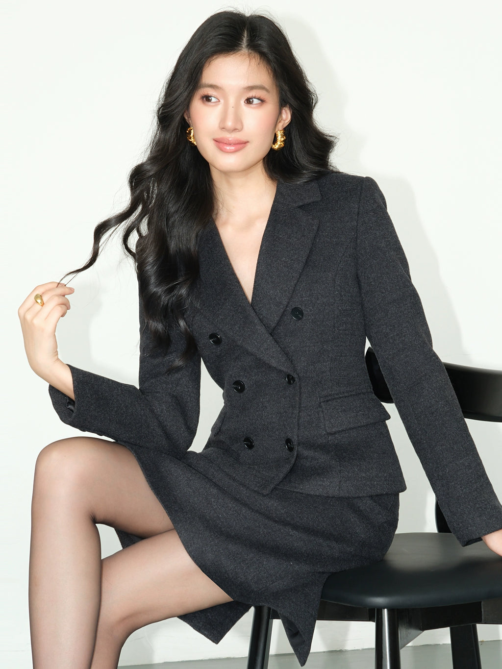 NEVA HU Waist Suit Woolen Jacket