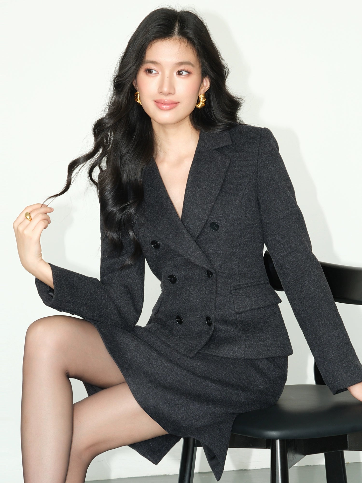 NEVA HU Waist Suit Woolen Jacket