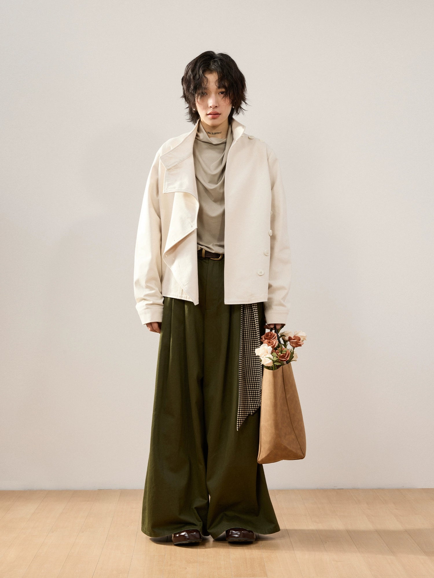 Sameuoo Irregular Button-down Short Jacket
