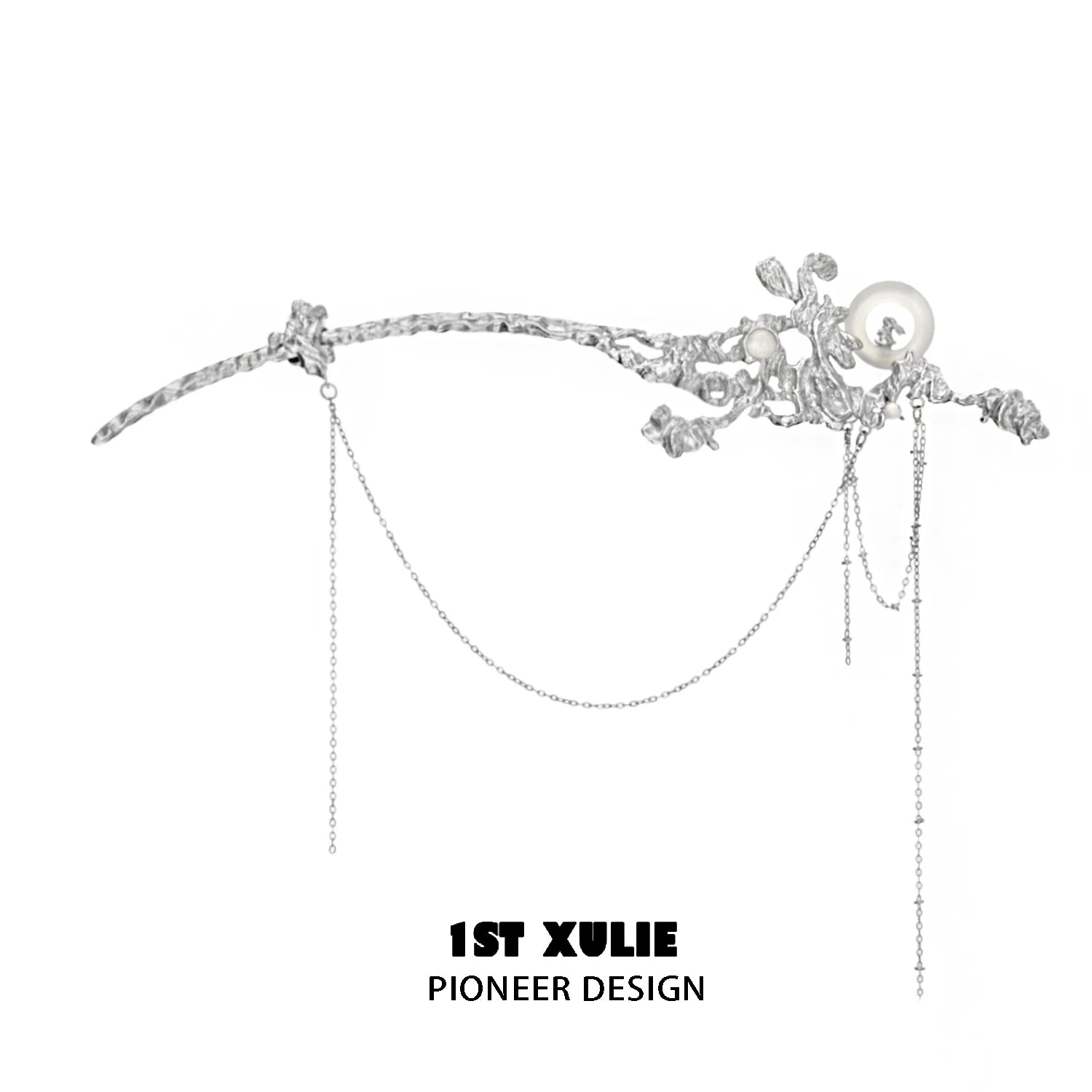 1ST XULIE Jade Rabbit Hairpin Moon White Agate Tassel