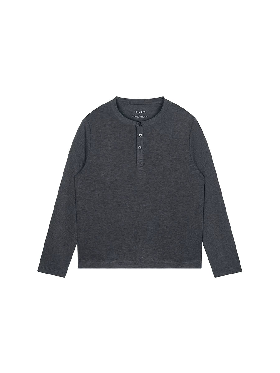 PLUS NO LOGO A Little Warm Breathable Henley Long-Sleeve Tee