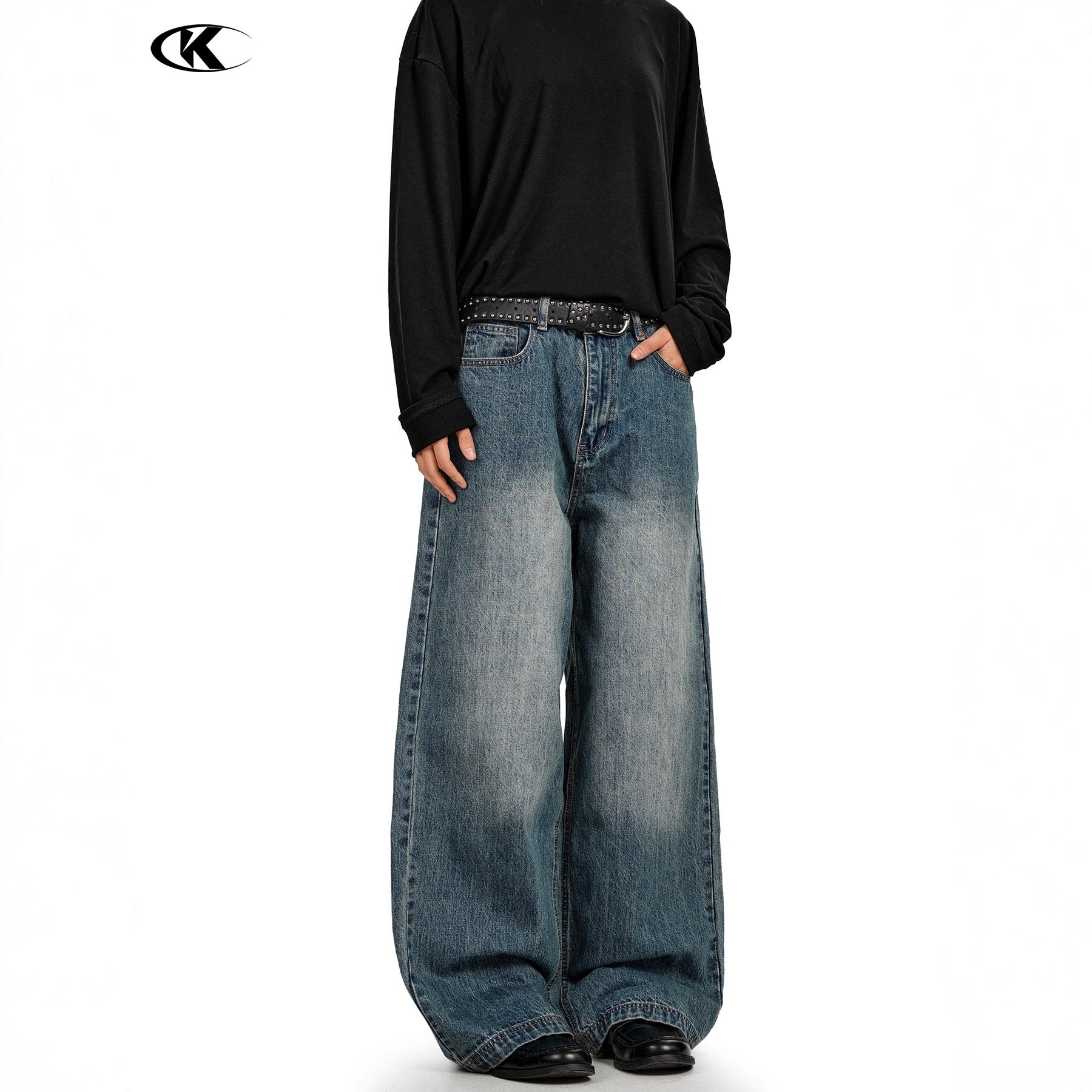 11KN Vintage Loose Straight Wide Leg Floor Mopping Casual Pants