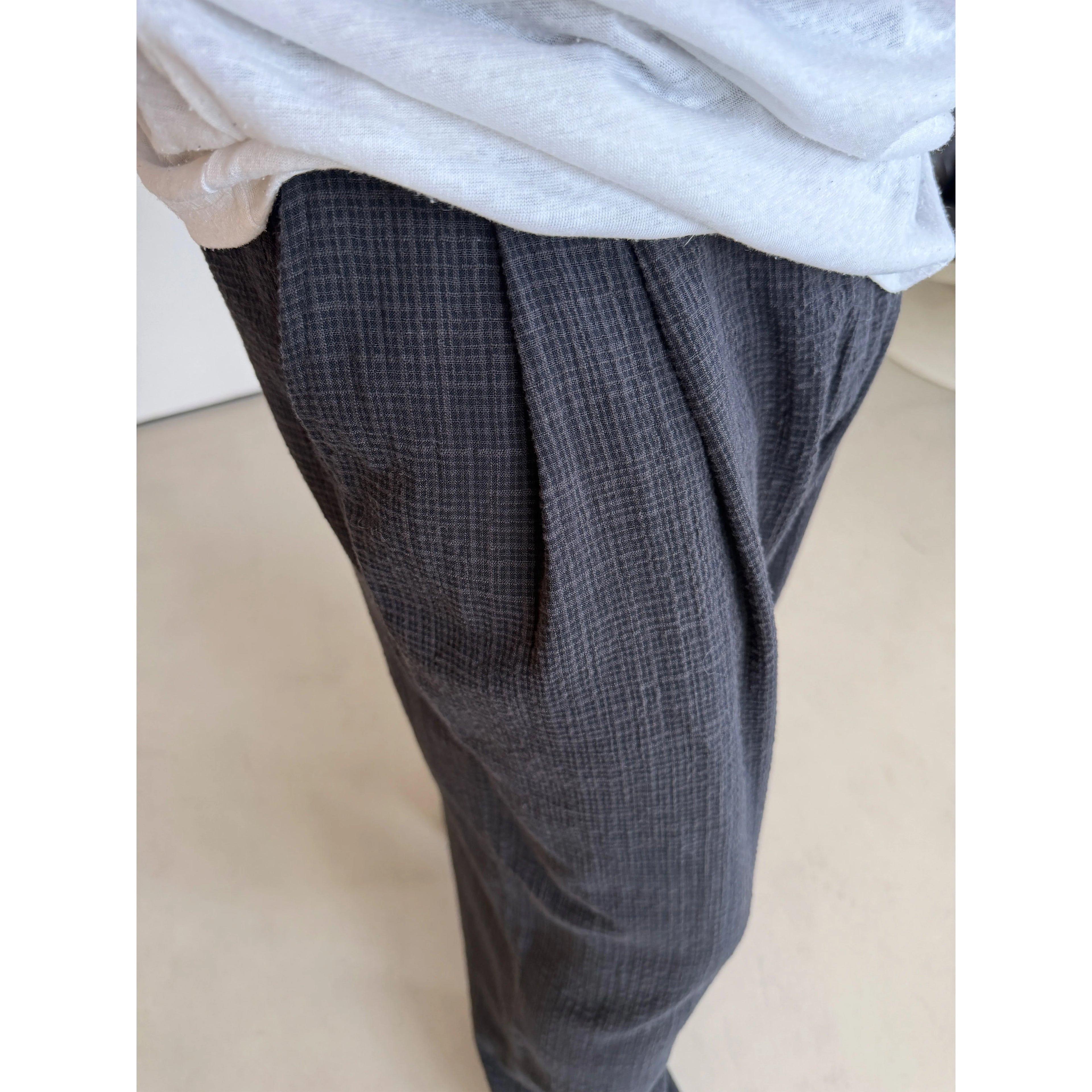 Anniehall Vintage Plaid 400g Breathable Relaxed Pants