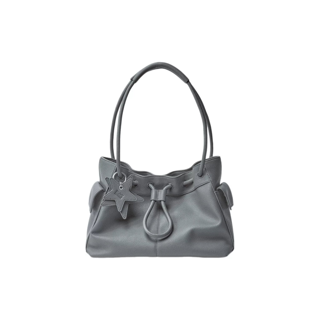 ECODAY Pebble Grain Faux Leather Drawstring Boston Bag