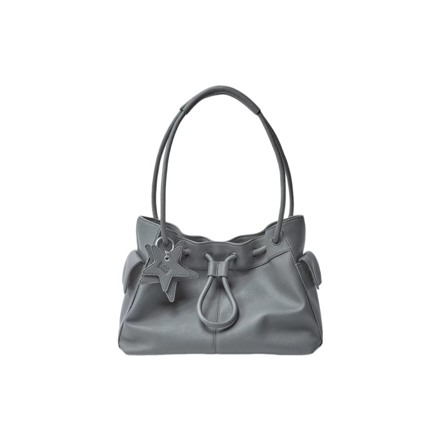 ECODAY Pebble Grain Faux Leather Drawstring Boston Bag