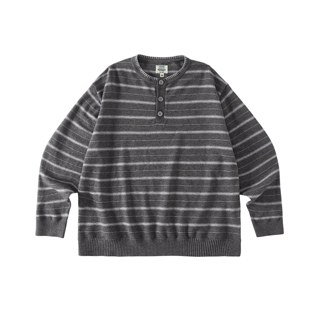 LR MADE Dogtooth Stripe Wool-Blend Oversized Knit Sweater