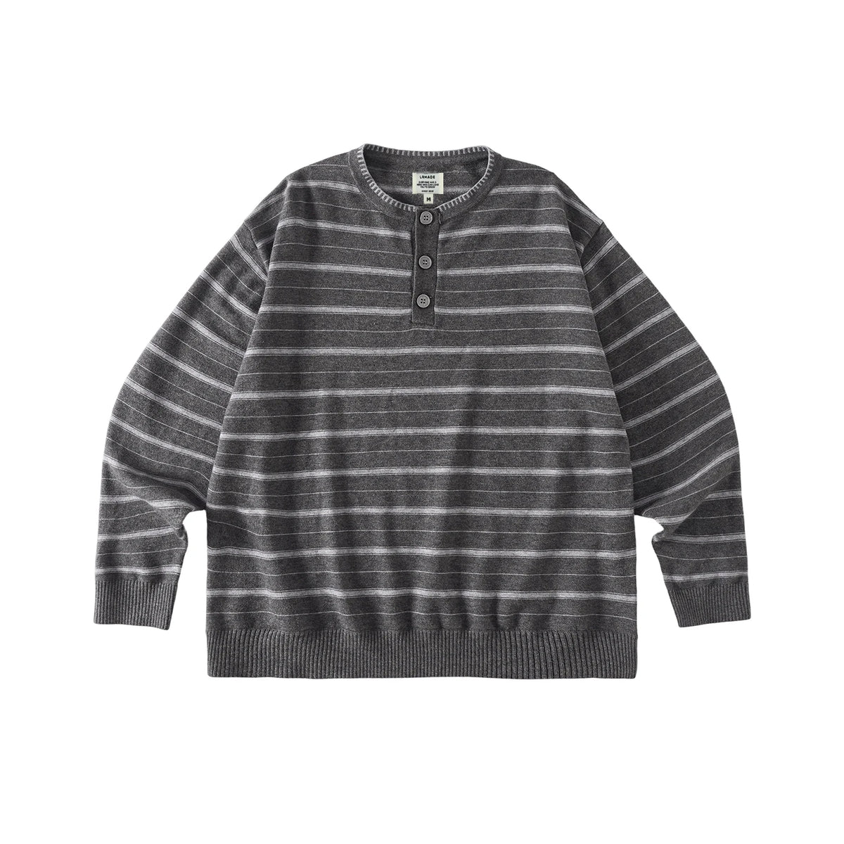 LR MADE Dogtooth Stripe Wool-Blend Oversized Knit Sweater