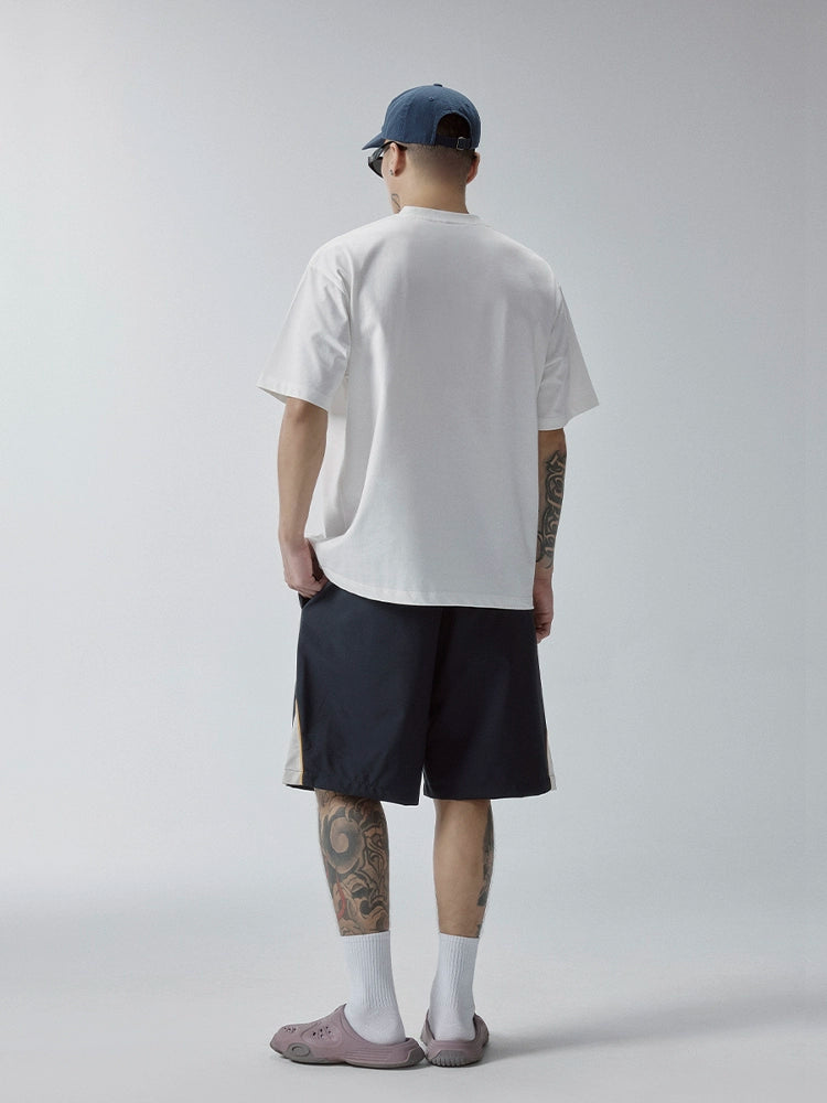 F2CE Loose Casual Versatile Embroidered Stamp Splicing Contrast Shorts