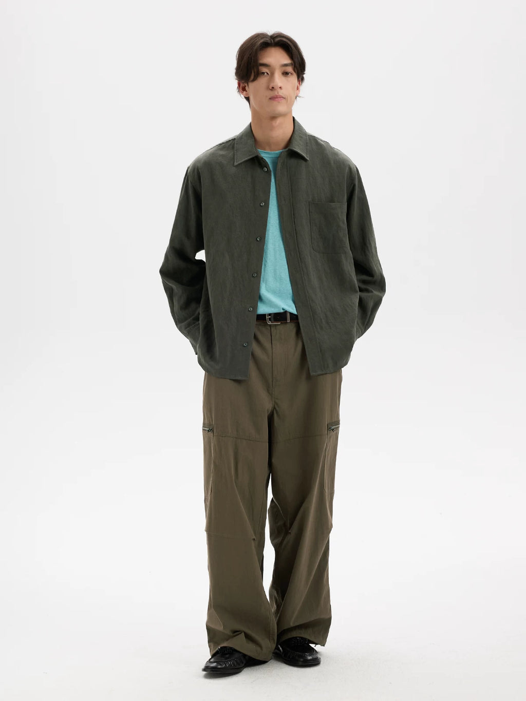 BUTTBILL Wrinkle-Resistant Relaxed Long-Sleeve Shirt