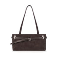 JANDRESS Brown Suede Zip-Top Shoulder Bag