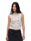 Oinimi Double-breasted Stand-up Collar Zipper Sleeveless Vest