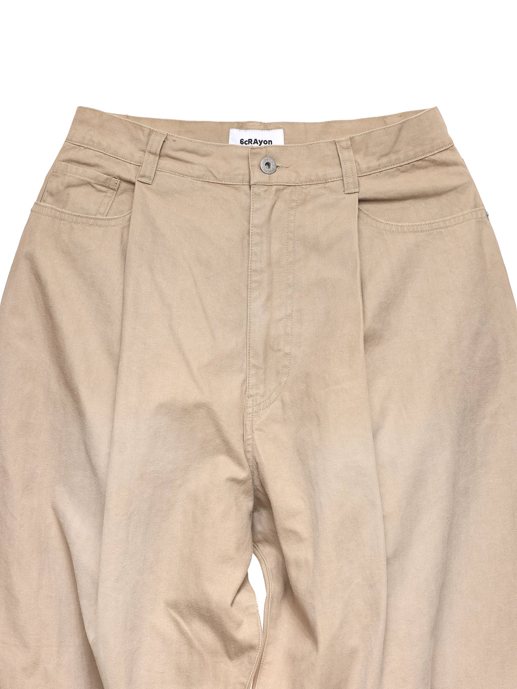 6CRAYON Khaki Herringbone Washed Wide-Leg Trousers