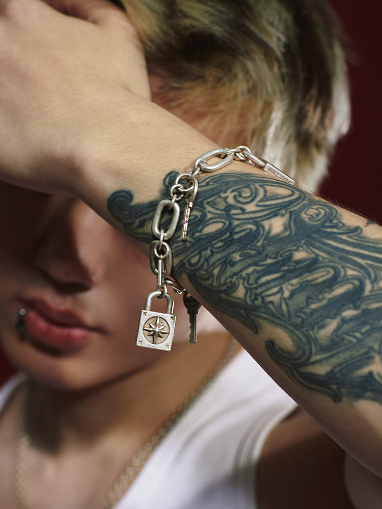 Remedy Vintage Distressed Star Key Lock Bracelet
