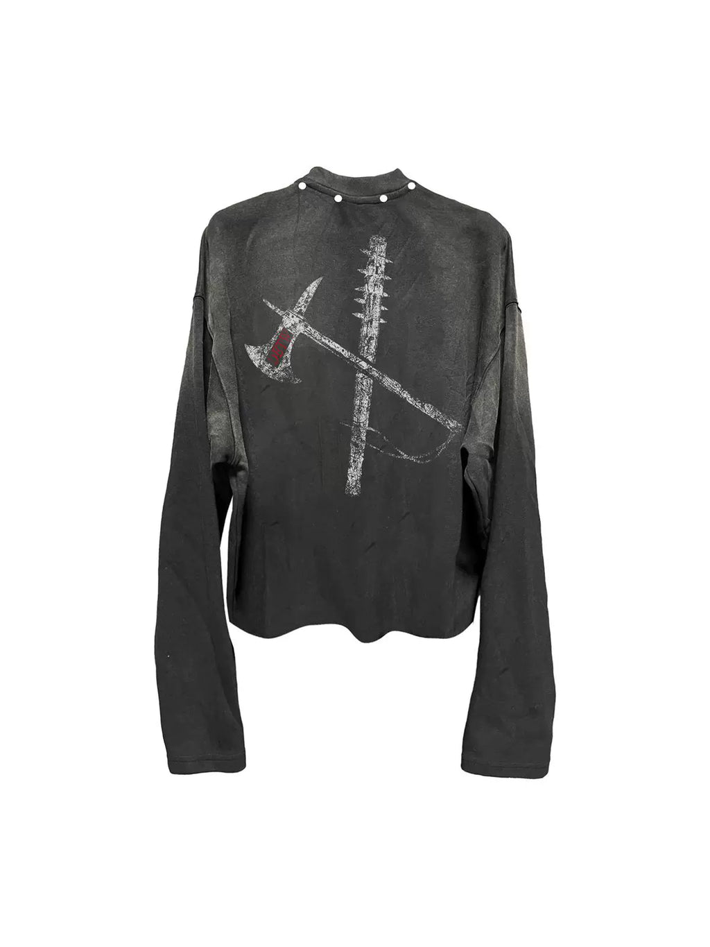 DETW 24AW Original Washed Diablo "Blood Axe" Rivet Vintage Vintage Street Premium Long Sleeve Tee