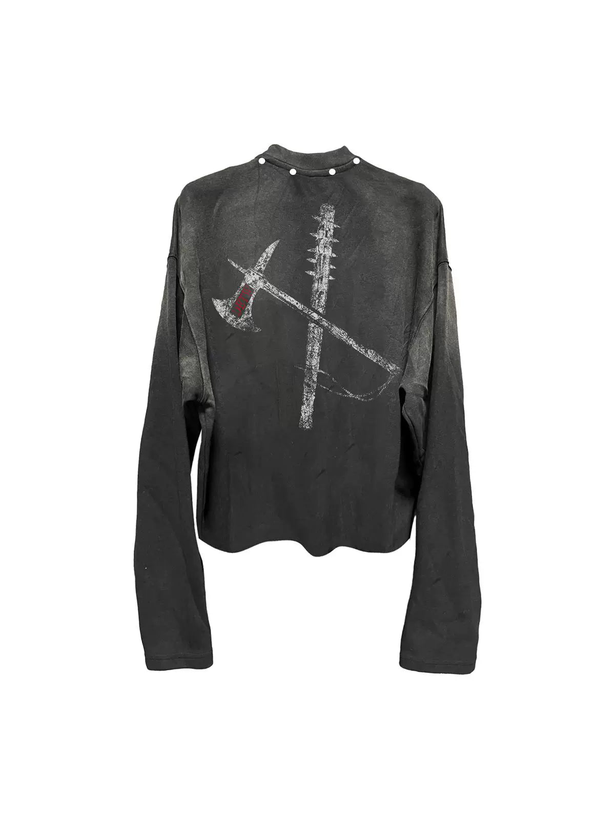 DETW 24AW Original Washed Diablo "Blood Axe" Rivet Vintage Vintage Street Premium Long Sleeve Tee