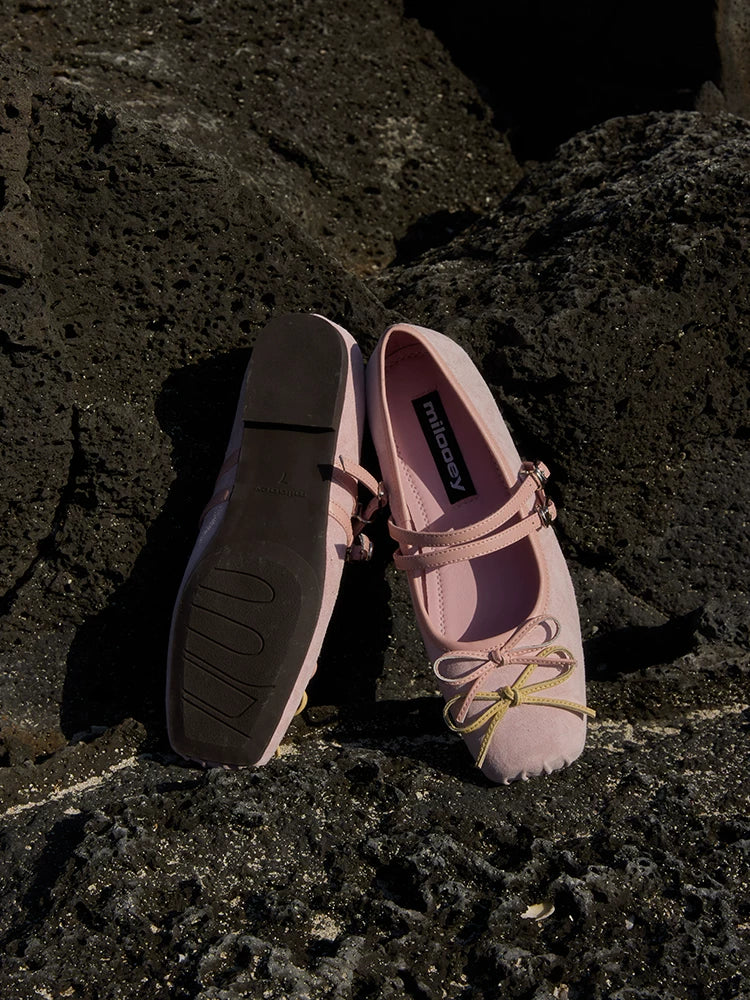 MILOOEY Leather Bow Mary Jane Ballet Flat