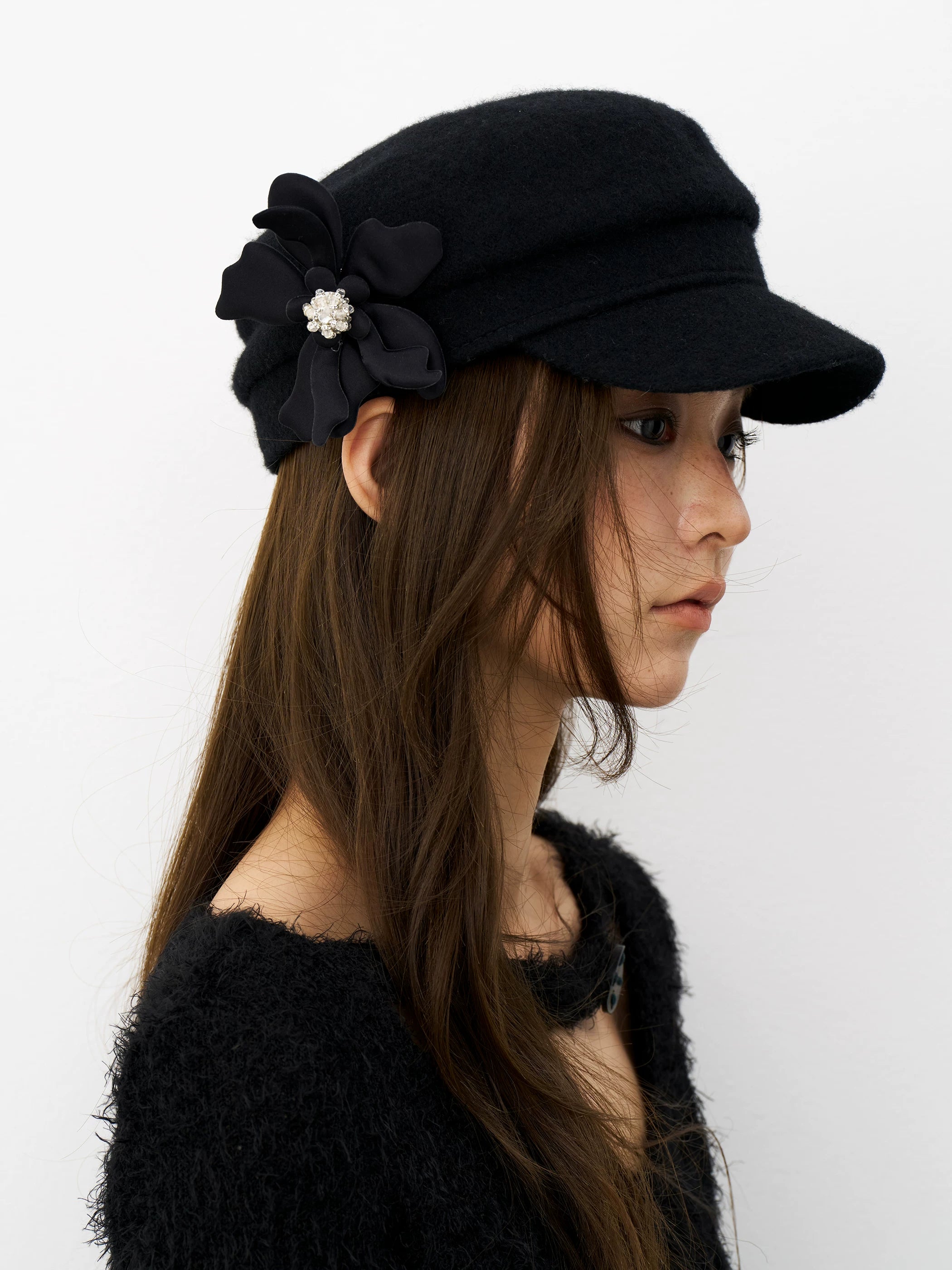 THELIGHT Three-dimensional Flower Wool Woolen Beret