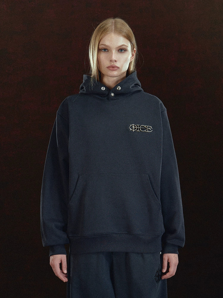 DICETINY Metal LOGO Retro Hooded Sweater