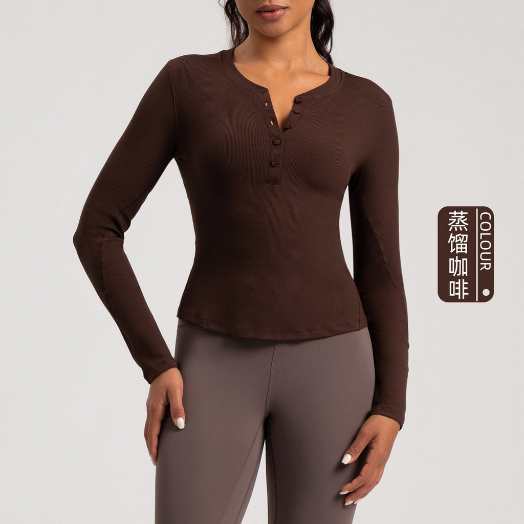 Athena Lulu Henley Shirt Sports Yoga Suit