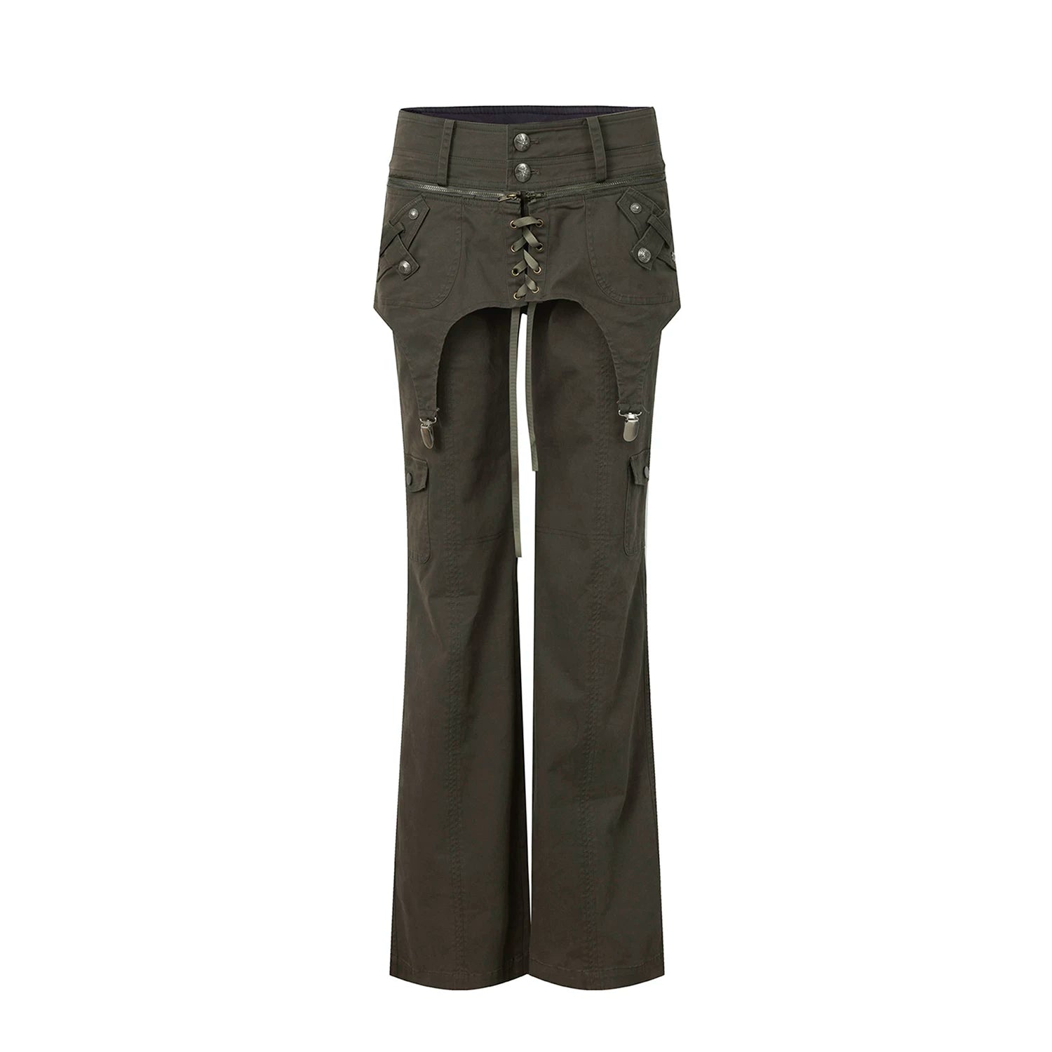 DoublePunch Stacked Skirt Cotton Washing Water Old Straight Overalls