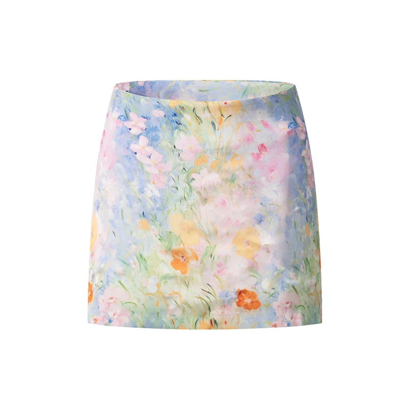 POPWEST Tie-Dye High-Waist A-Line Mini Skirt
