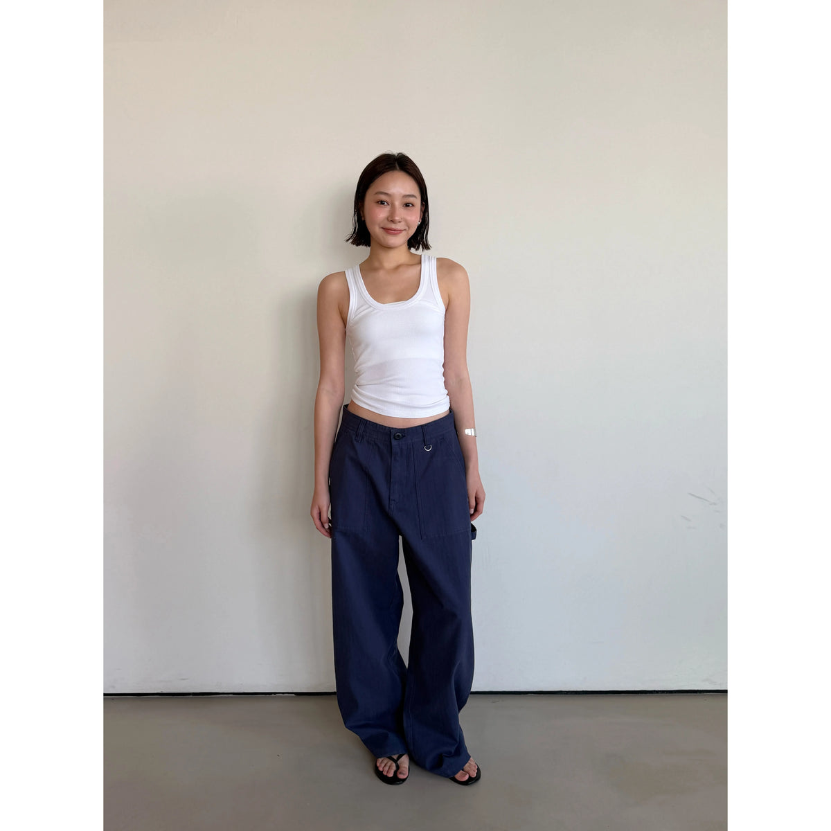 Anniehall Washed Distressed Wrinkle-Resistant Straight-Leg Trousers