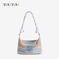 TOUTOU Woven Straw Zip-Top Underarm Bag