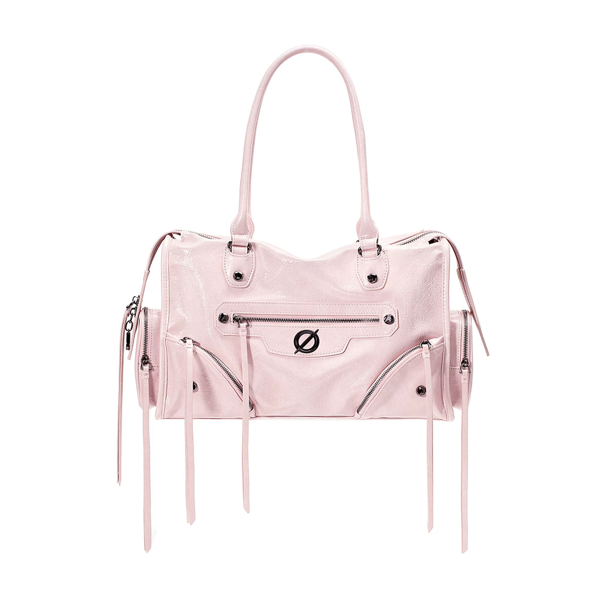 JELLY TOYBOY Biker Chic Pink Faux Leather Zip-Top Crossbody Bag