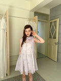 silvernorth lake Purple Two-Tier A-Line Bow Dress