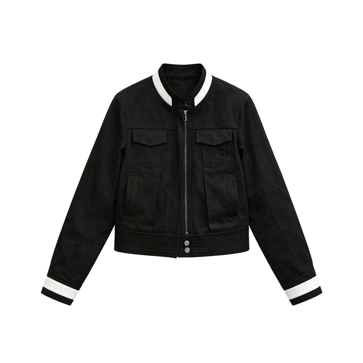 JCAESAR WOMEN Colorblock Boxy Cropped Textured Jacket