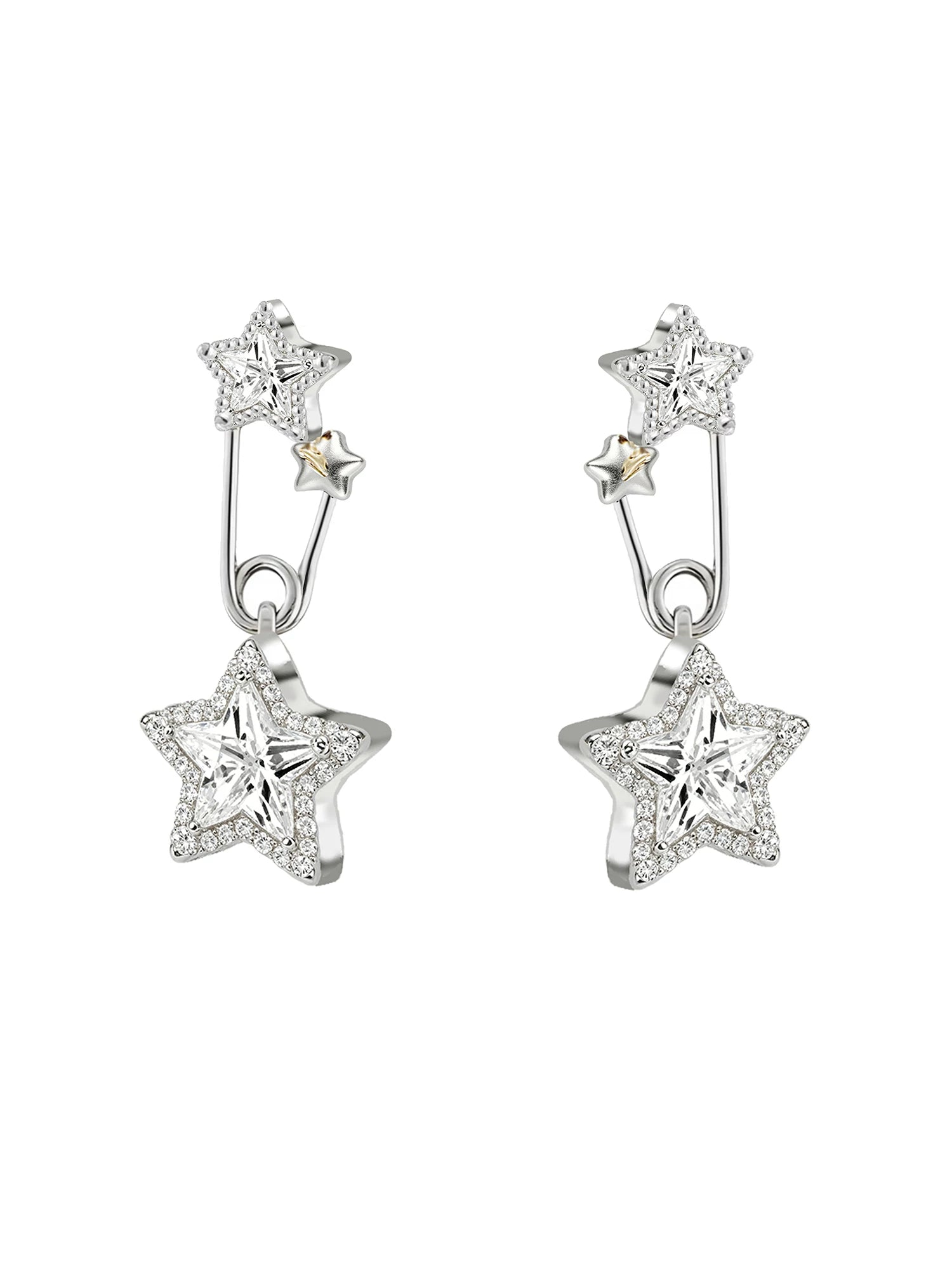 MASW Star-Shaped Cubic Zirconia Stud Earrings