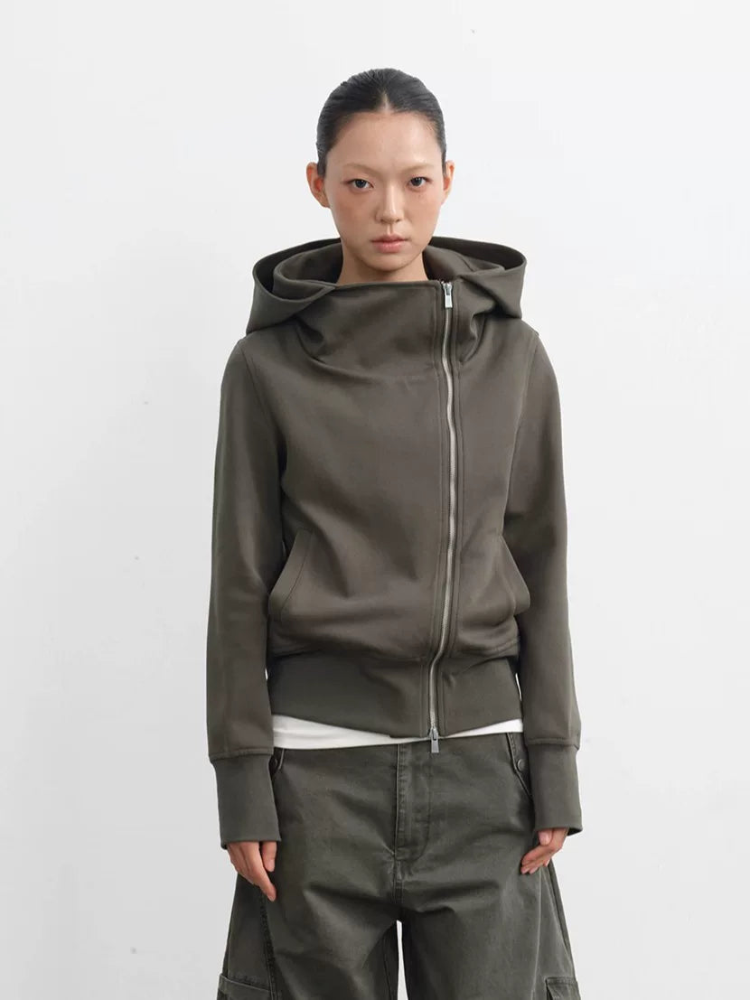 LINY LIBERTY Structured Slim Cropped Double-Zip Hoodie