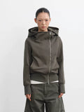 LINY LIBERTY Structured Slim Cropped Double-Zip Hoodie