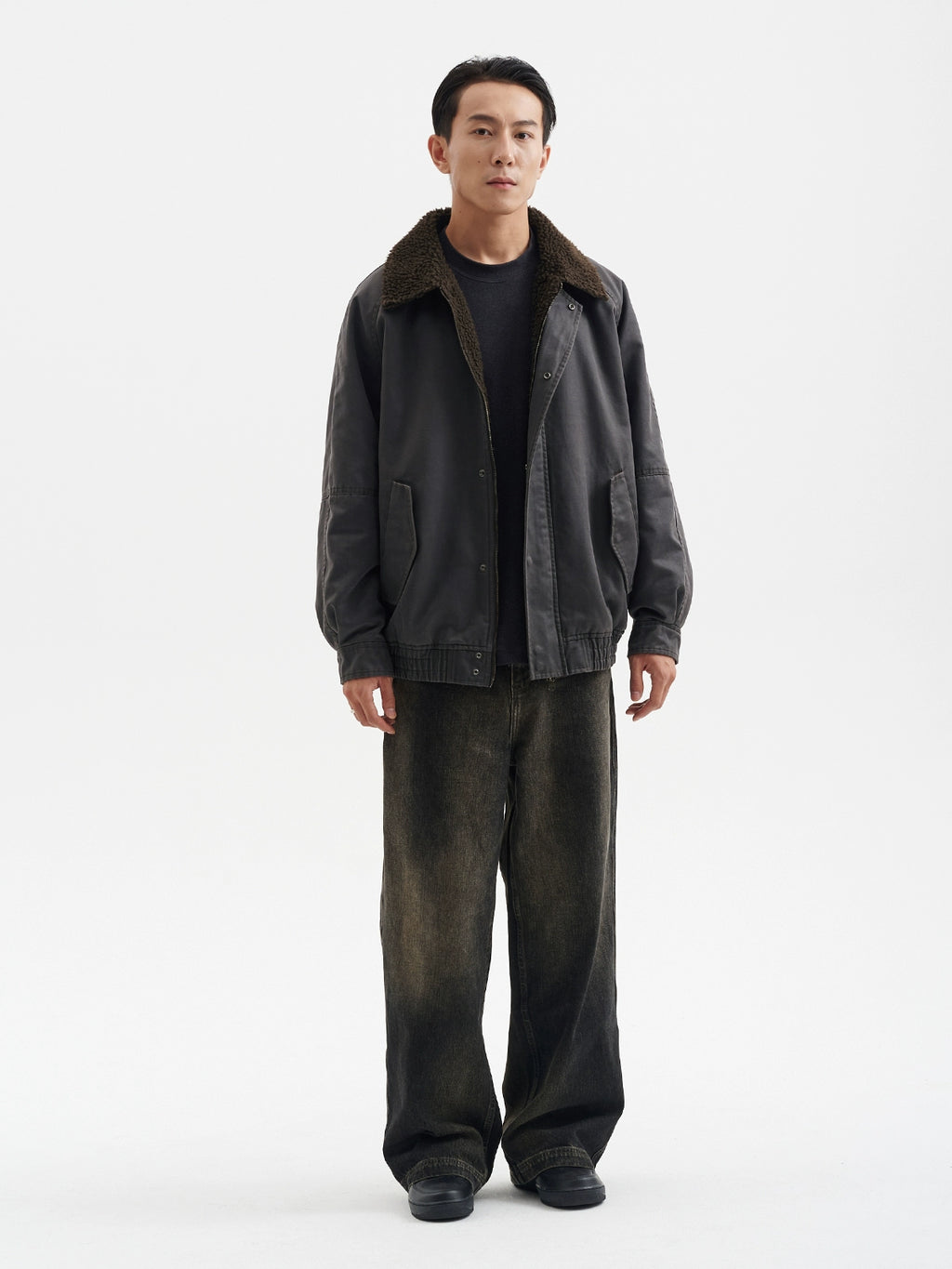 BUTTBILL Vintage Loose Imitation Cashmere Collar Jacket