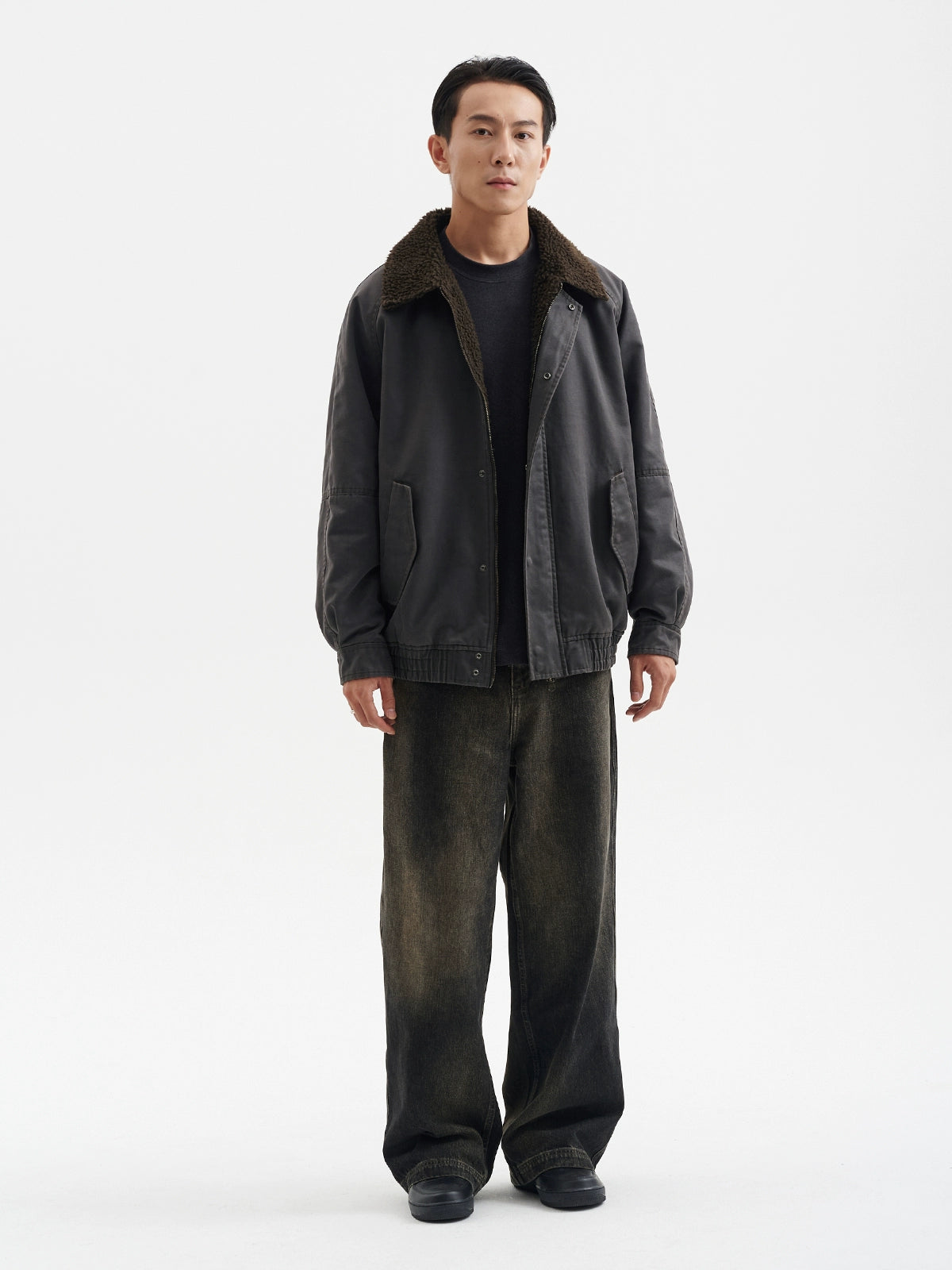 BUTTBILL Vintage Loose Imitation Cashmere Collar Jacket