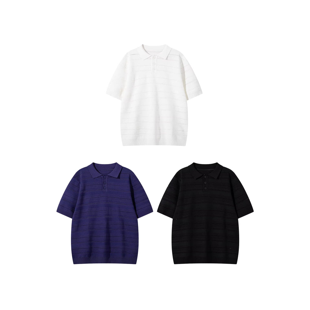 Inflation Relaxed Textured Knit Polo Shirt