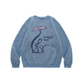 LR MADE Line Floral Warm Crew Neck Sweater Knitted Sweater