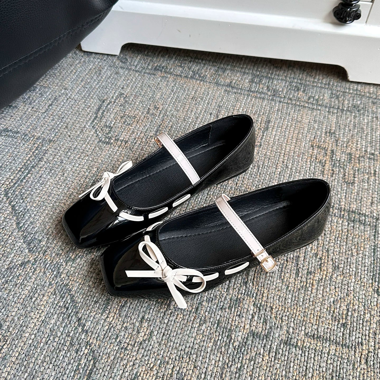 Lidaren Produced Bow Flat Square-Toe Mary Jane