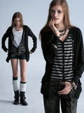 wear And tear V-Neck Reversible Wool-Blend Punk Cardigan