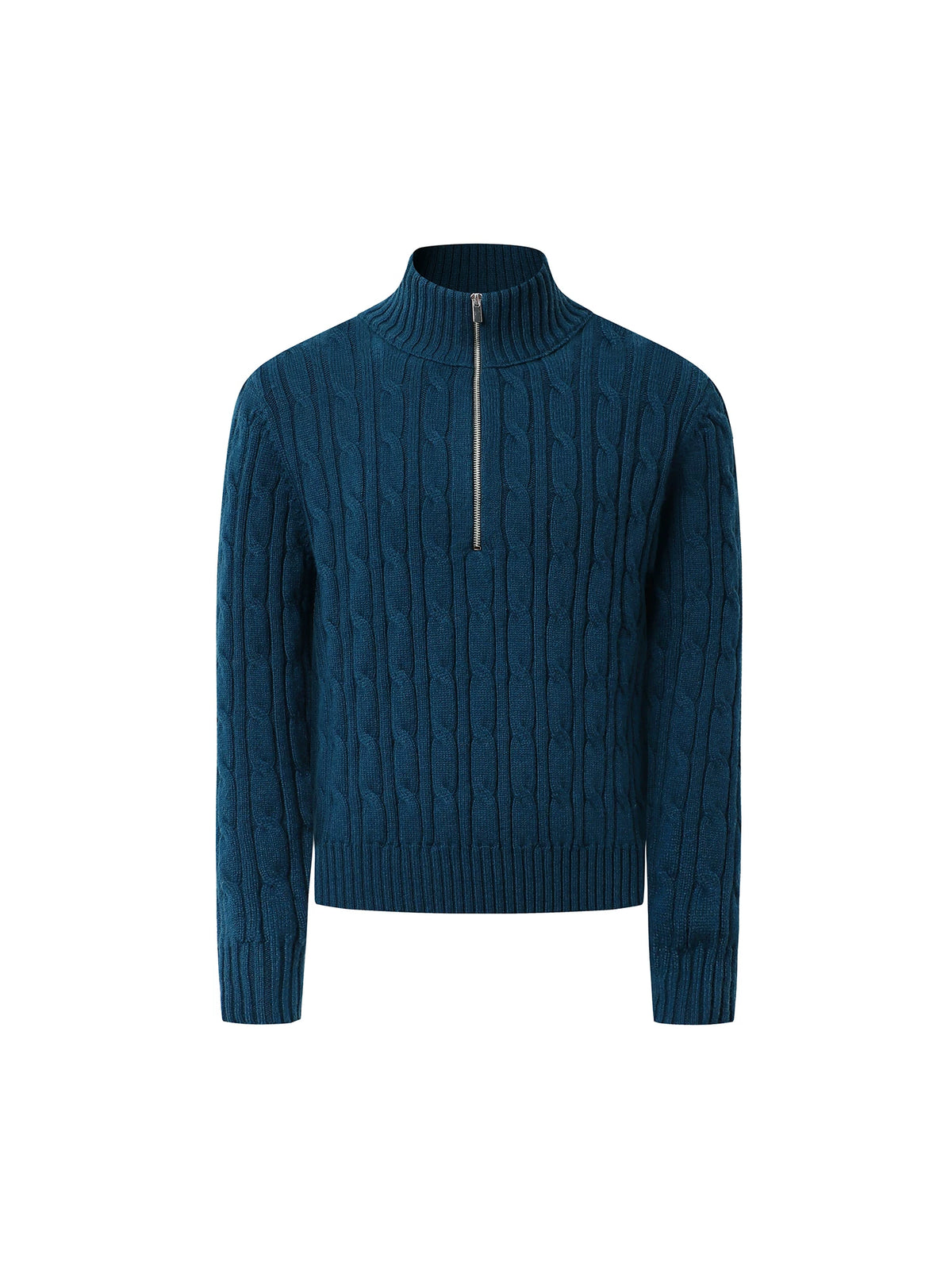 DIMC Wool-Blend Cable-Knit Half-Zip Turtleneck Sweater