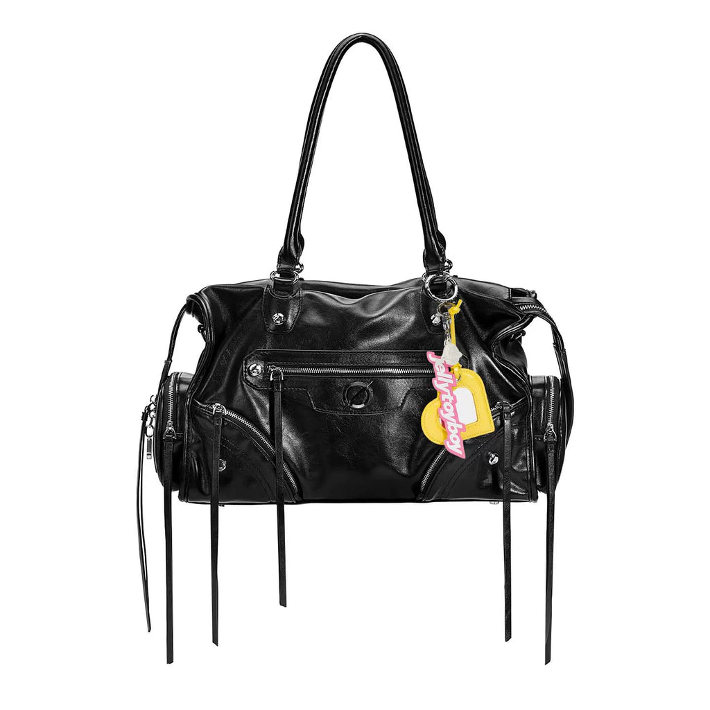 JELLY TOYBOY Faux Leather Studded Zip-Top Shoulder Bag