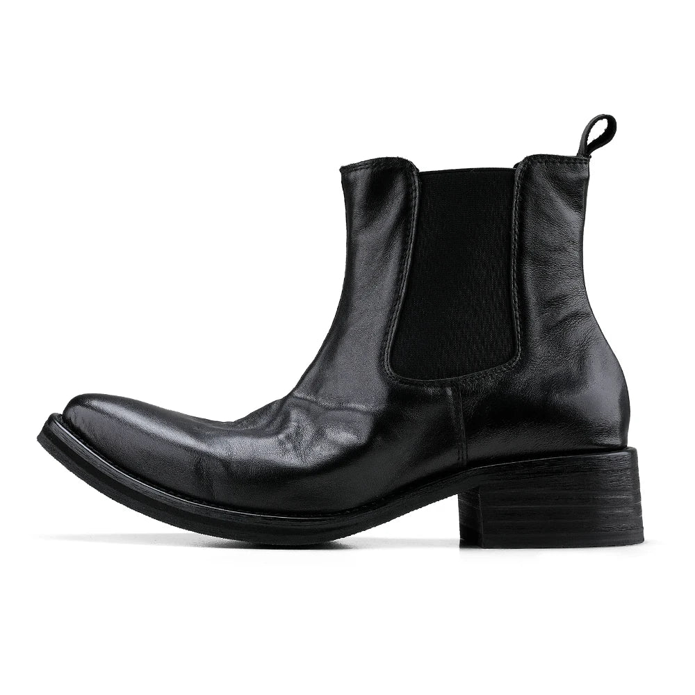 HANQIAORIJI Leather Pointed-Toe Chelsea Boot