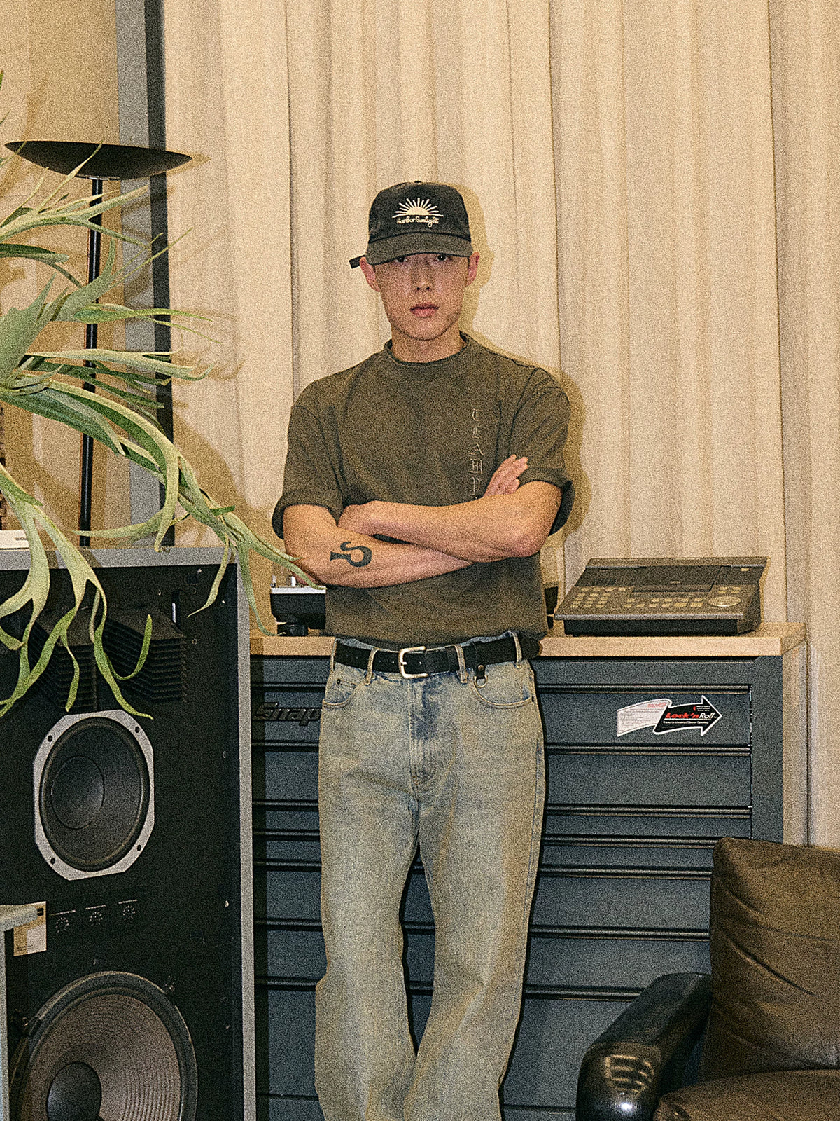 PARTIMENTO Vintage Washed Cotton -Panel Baseball Cap