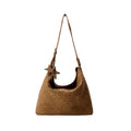 ECODAY Caramel Suede Woven Magnetic Snap Shoulder Bag